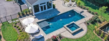 Custom luxury rectangular pool in Northern VA with hot tub