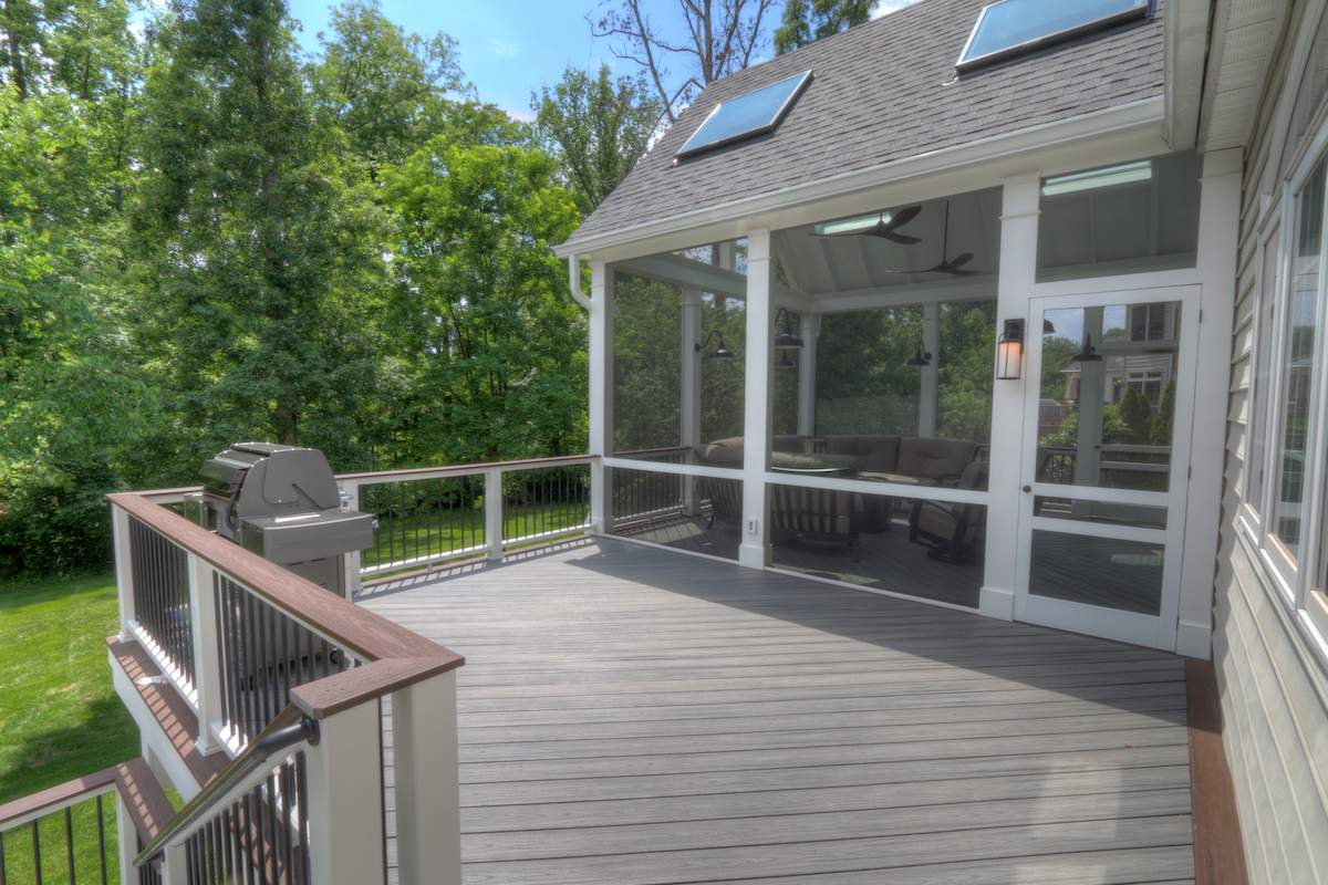 Screened Porch and Outdoor Deck Area With Skylights