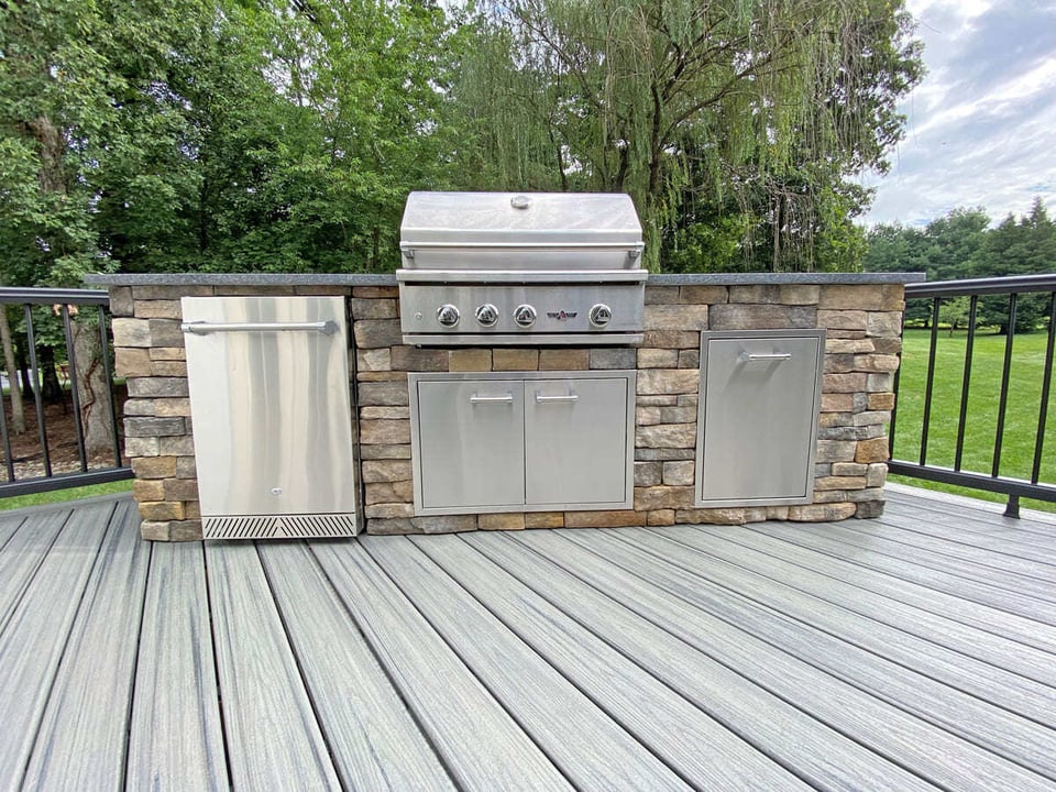 Stainless steel outdoor kitchen on Deck by Deckscapes of VA