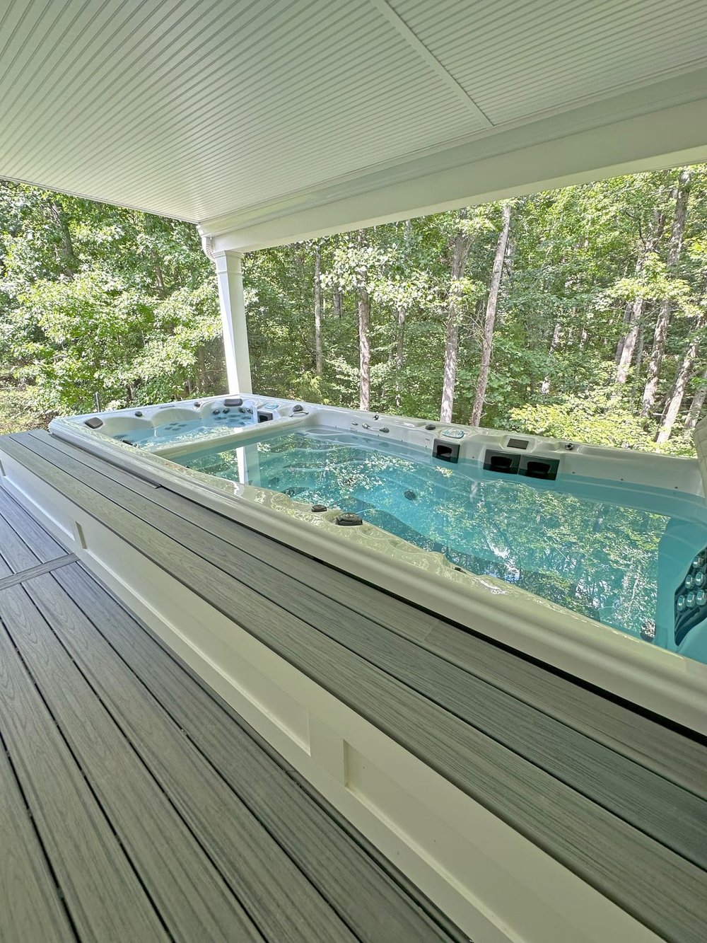 Integrated spa in multi-level deck in Northern VA by Deckscapes of Virginia-1