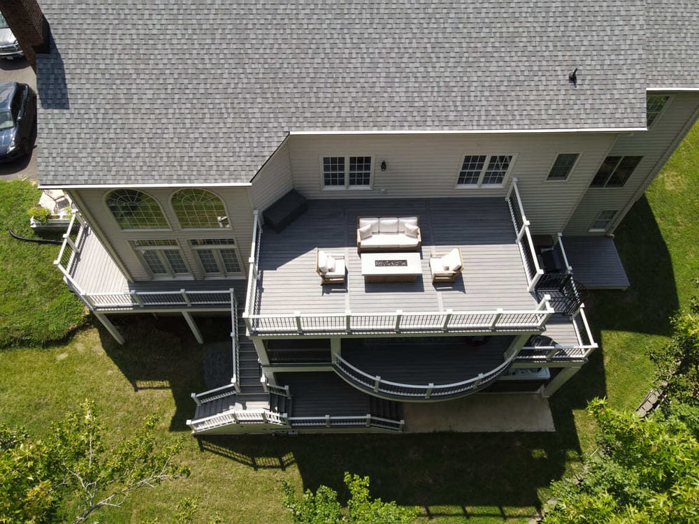 Triple-level deck in Northern Virginia by Deckscapes of VA