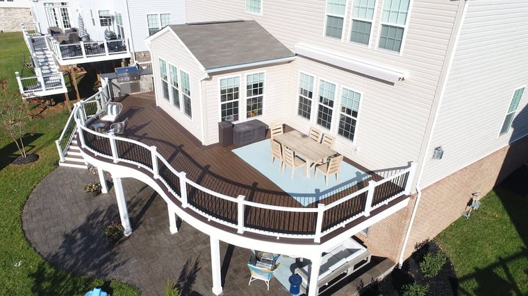 curved deck with built in grill in Northern Virginia