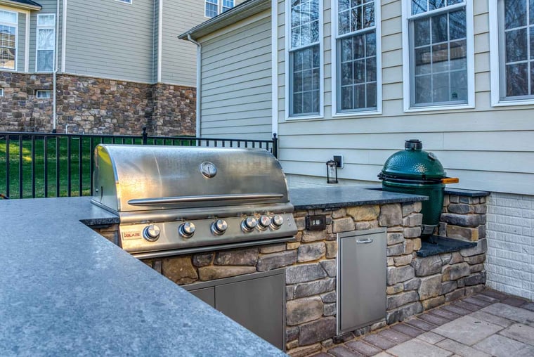 Custom-built outdoor kitchen with grill and smoker