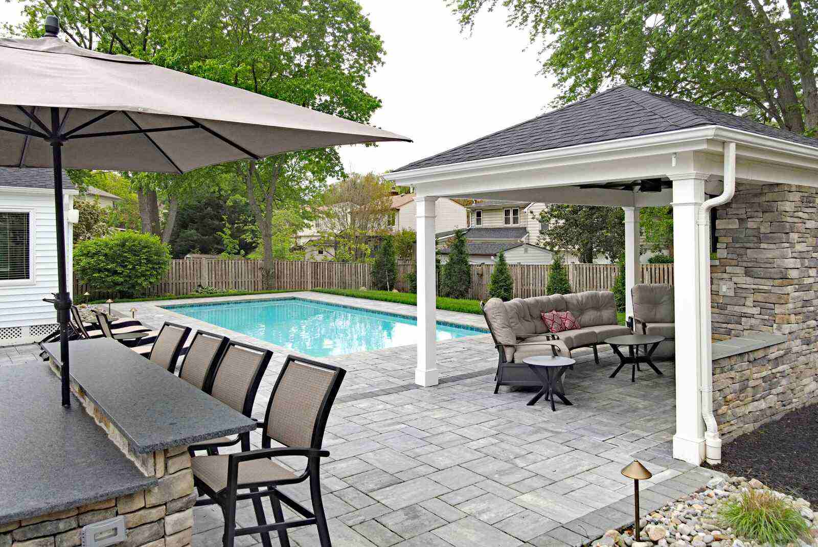 Outdoor Bar and Pavilion With Seating and Cover