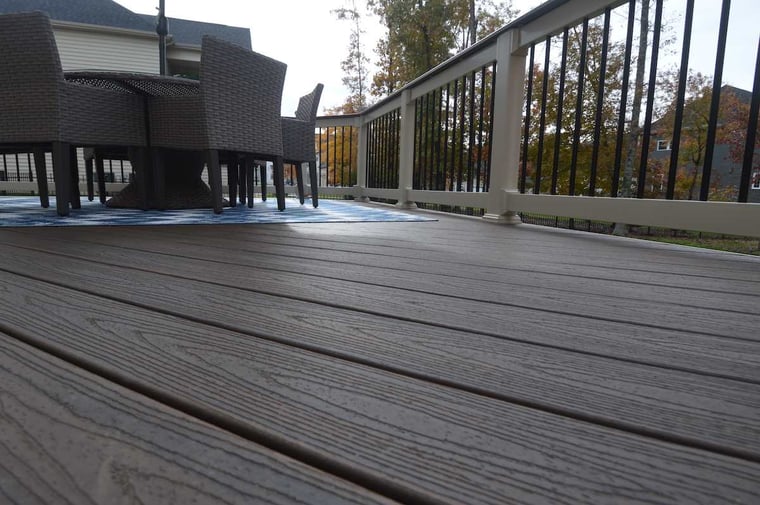 Up close view of composite decking material