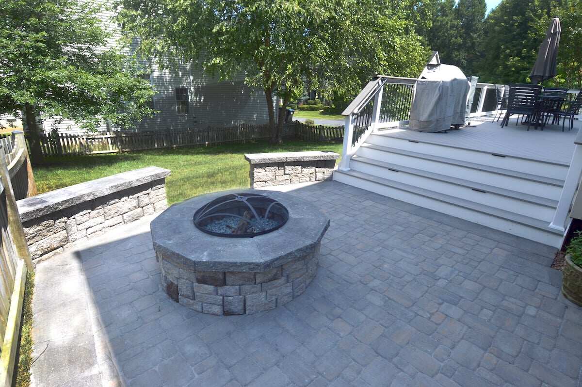 stone fire pit patio in northern virginia